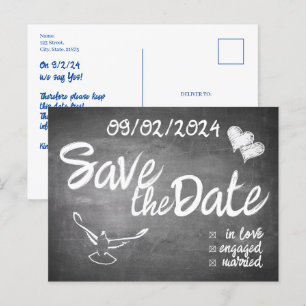 Kreidetafel-Typografie-Hochzeitsankündigung Feiertagspostkarte