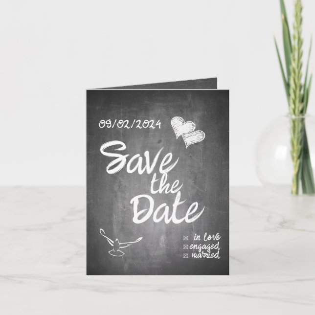 Kreidetafel-Typografie-Hochzeitsankündigung Karte (Vorderseite)