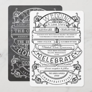 Kreidetafel Vintage Moderne Typografie Hochzeit Einladung