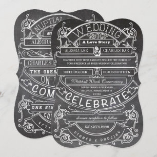 Kreidetafel Vintage Moderne Typografie Hochzeit Einladung