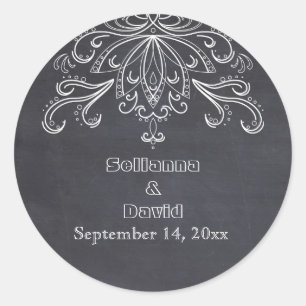 Kreidetafel vintage rustikale Hochzeit Save the Da Runder Aufkleber