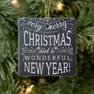 Kreidetafel Wunderbares Neujahr Weihnachten Zitat Keramikornament