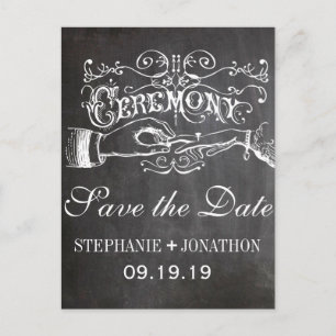 Kreidetafel Zeremonie Vintage Hochzeitstag vormerk Ankündigungspostkarte