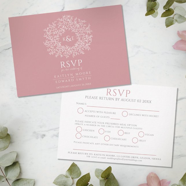 Kreis der Blätter rot-weiß Mahlzeit Hochzeit RSVP Karte (Von Creator hochgeladen)