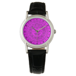 Kreis der Fünften Magenta Vintage Lederuhr Armbanduhr