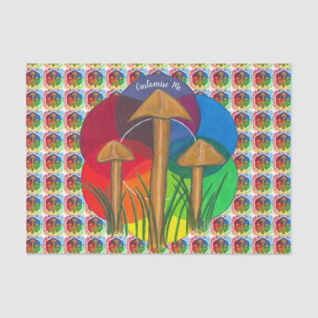 Kreis der Pilze - Acrylmalerei Seidenpapier (Vorderseite)