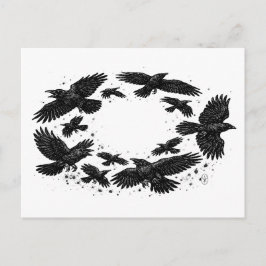 Kreis der Raben – Heimgesuchte Tintenillustration Postkarte