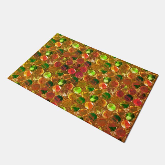 Kreis der Textur auf rauer Orange Fußmatte (Schrägansicht)