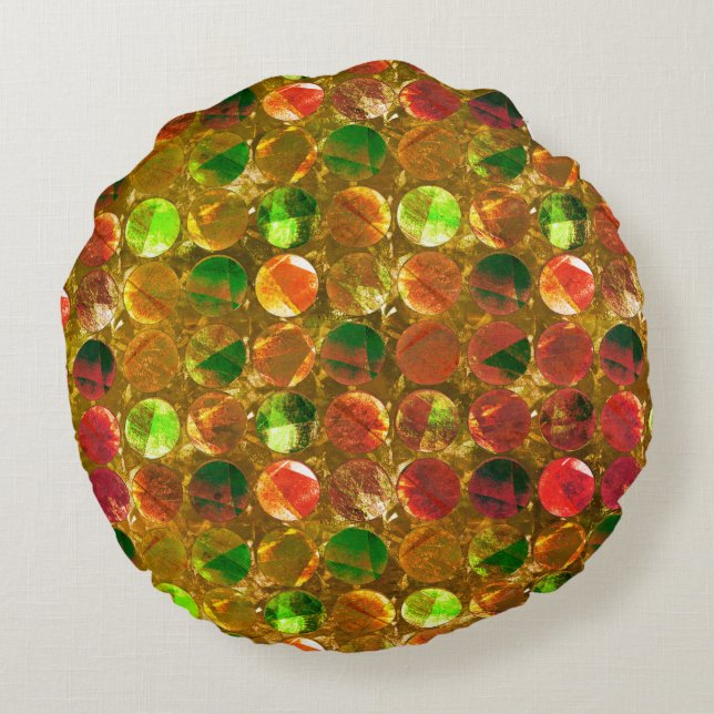 Kreis der Textur auf rauer Orange Rundes Kissen (Rückseite)