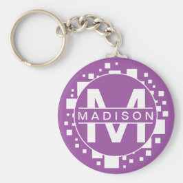 Kreis der weißen Lila Initialen der Monogram Art S Schlüsselanhänger