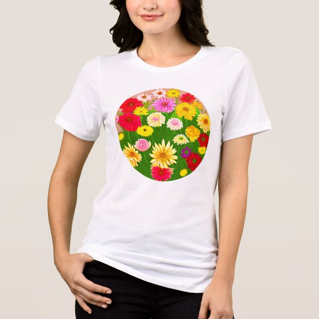 Kreis der wild lebenden Blume, rot und gelb Tri-Blend Shirt (Vorderseite)
