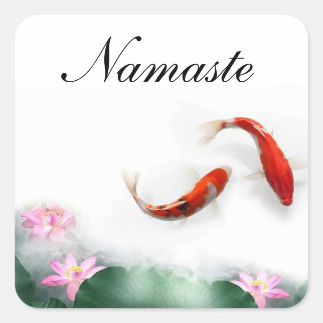 Kreis des Leben-orientalischen Zens Feng Shui Koi Quadratischer Aufkleber (Vorderseite)