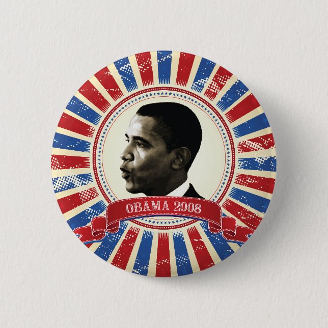 Kreis-Explosions-Knopf 61027 Obama 2008 Button (Vorderseite)