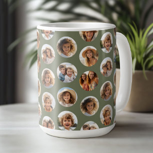 Kreis-Foto-Muster - 12 Bilder - salbeigrün Kaffeetasse