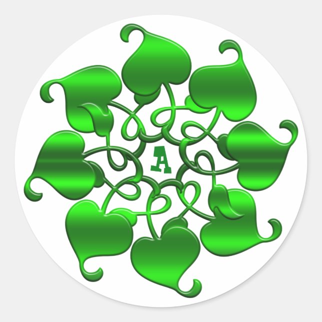Kreis grüne Blätter mandala. Runder Aufkleber (Vorderseite)