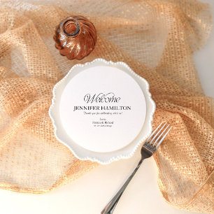 Kreis Hochzeitsmenü und Platzkarte mit Gastnamen