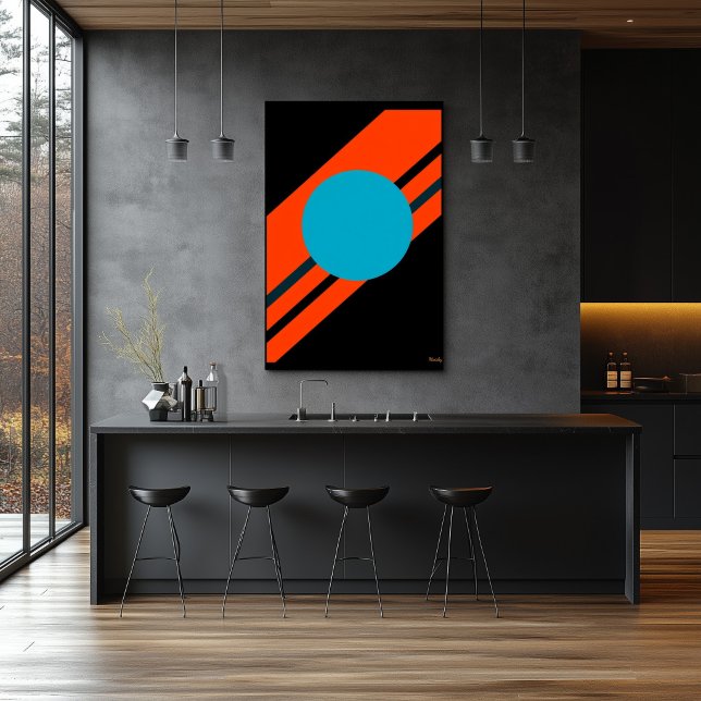 Kreis in Cyan mit orangem diagonalem Bauhaus-Desig Poster (Von Creator hochgeladen)