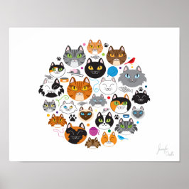 Kreis Katzen 11x14 Poster