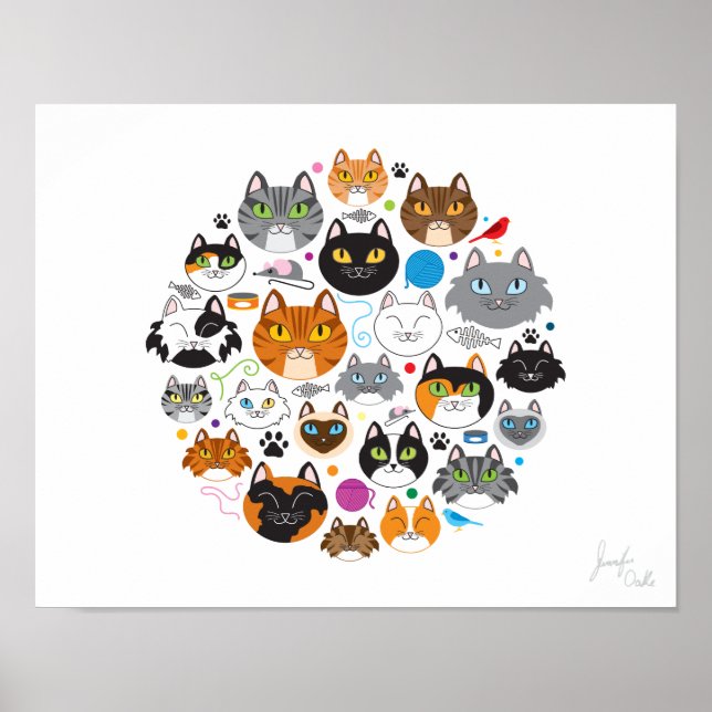Kreis Katzen 11x14 Poster (Vorne)