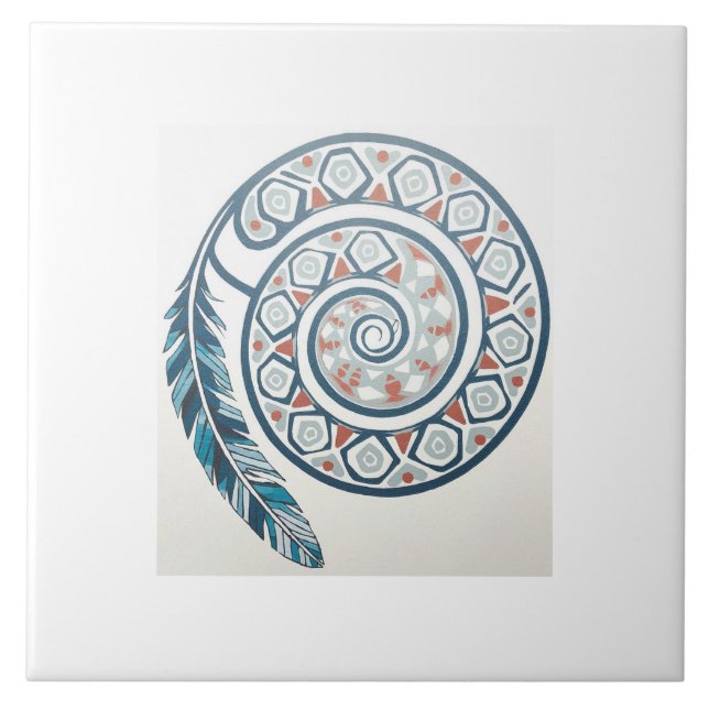 Kreis mit Feder Fliese (Vorderseite)