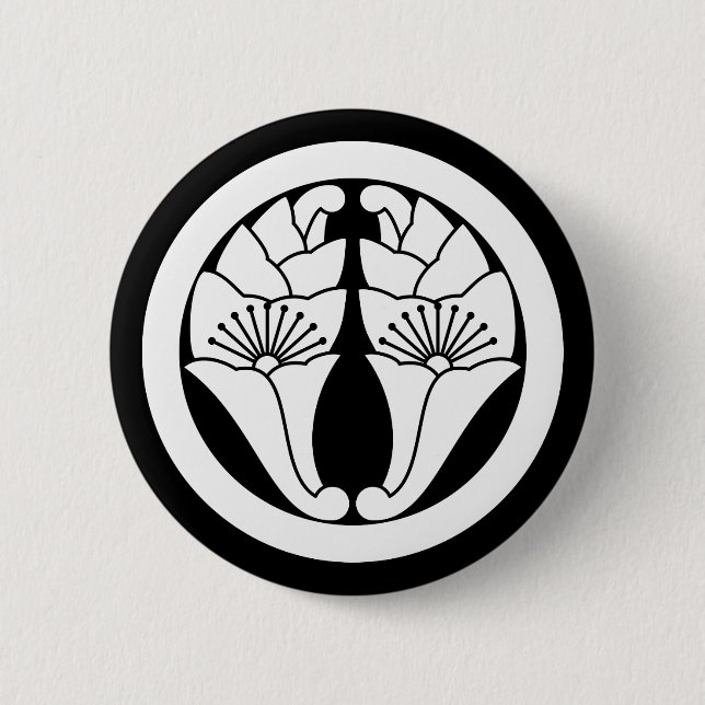 Kreis mit umarmten Anzu-Blättern Button (Vorderseite)