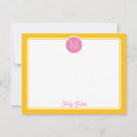 Kreis-Monogramm-Initial Preppy Rosa und Gelb