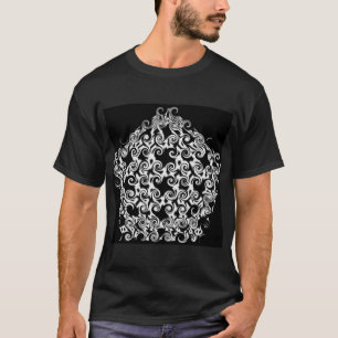 Kreis-Pentagon Weiß auf Schwarz T-Shirt
