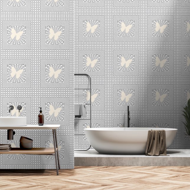 Kreis Quadrate Schmetterling Tapete (Badezimmer)