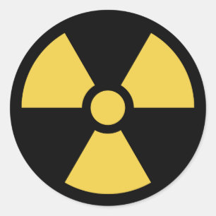 Kreis-radioaktives Aufkleber-Gelb auf Schwarzem Runder Aufkleber
