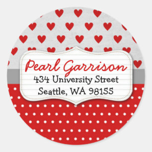 Kreis-Rücksendeadresse des Valentines Runder Aufkleber