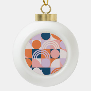 Kreis-Streifen im Mid-Century-Stil: Geometrisches Keramik Kugel-Ornament