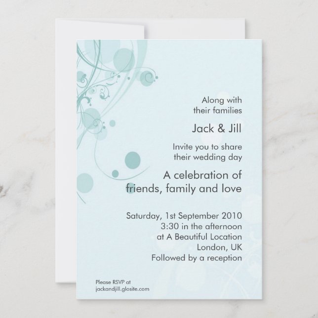 Kreis und Swirl (blau) 12x18 Einladung (Vorderseite)