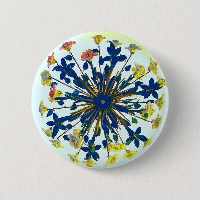 KreisblumenKeramik-Vintage Beleuchtung Button (Vorderseite)