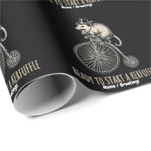 Kreischendes Opossum-Durcheinander Vintage-Fahrrad Geschenkpapier