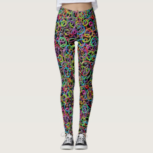 Kreise 3D auf schwarzen Hintergrund-Leggings Leggings