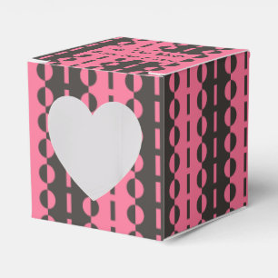 Kreise auf Streifen - Holzkohle und rosa Herz Geschenkschachtel