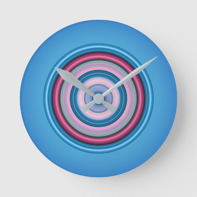 Kreise - Blau rosa Runde Wanduhr (Vorderseite)