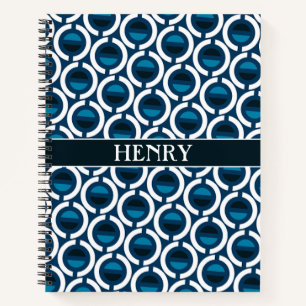 Kreise Blau Weiß Minimal Muster Notizbuch