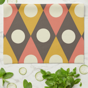 Kreise im Mittelalter-Stil auf Terrakotta-Senf-Dia Geschirrtuch