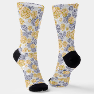 Kreise mit gelber und blauer Leopardenfarbe Socken