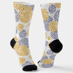 Kreise mit gelber und blauer Leopardenfarbe Socken