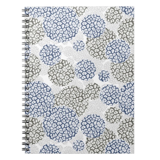 Kreise mit grauem und blauem Leopardendruck Notizblock (Vorderseite)
