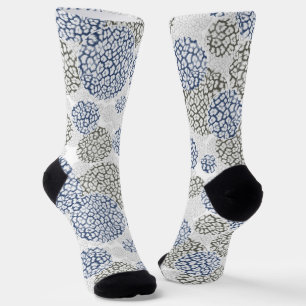 Kreise mit grauem und blauem Leopardendruck Socken