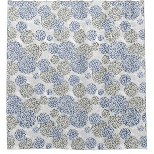 Kreise mit grauem und blauem Leopardenfelldruck  Duschvorhang