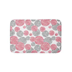 Kreise mit grauem und rotem Leopardenprint Badematte