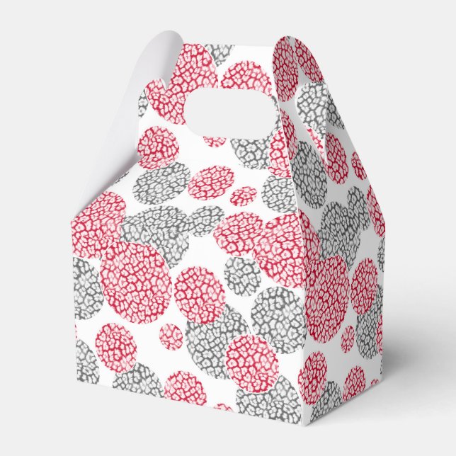 Kreise mit grauem und rotem Leopardenprint Geschenkschachtel (Rückseite)