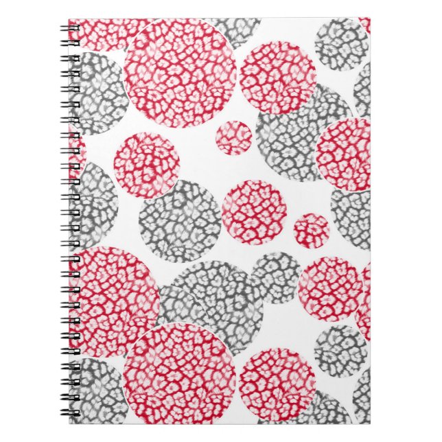 Kreise mit grauem und rotem Leopardenprint Notizblock (Vorderseite)