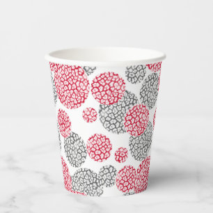 Kreise mit grauem und rotem Leopardenprint Pappbecher