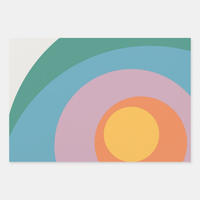 Kreise mit mehrfarbigem Retrostil Geschenkpapier Set (Vorderseite)
