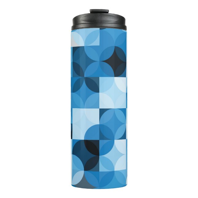 Kreise Nahtlos: Abstrakt Blau Vintag Thermosbecher (Vorderseite)